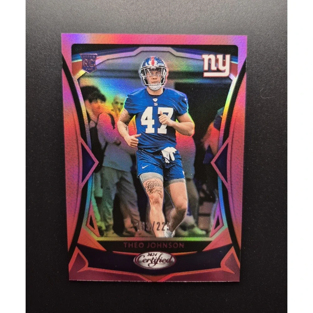 2024 Panini Theo Johnson 181 Rookies Pink Mirror /225 RC Giants